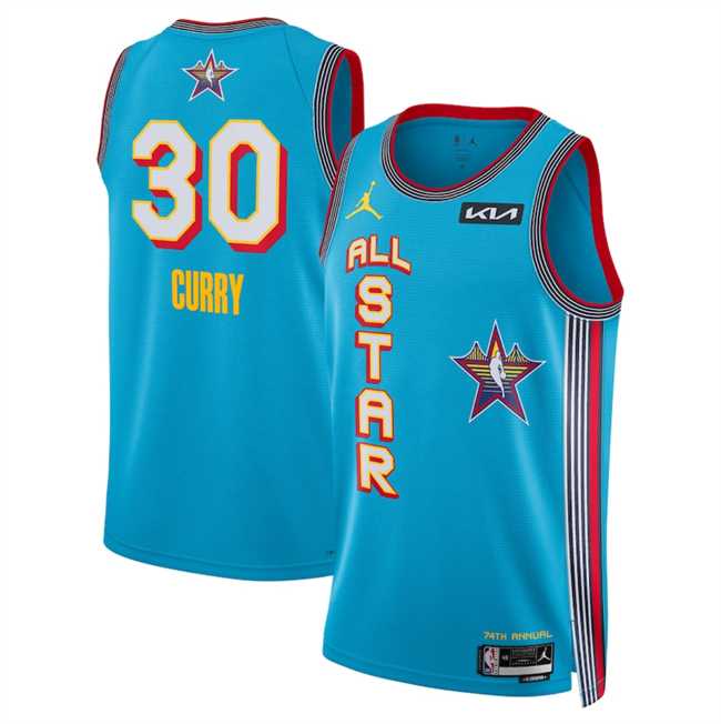 Mens 2025 All-Star #30 Stephen Curry Light Blue Stitched Jersey Dzhi